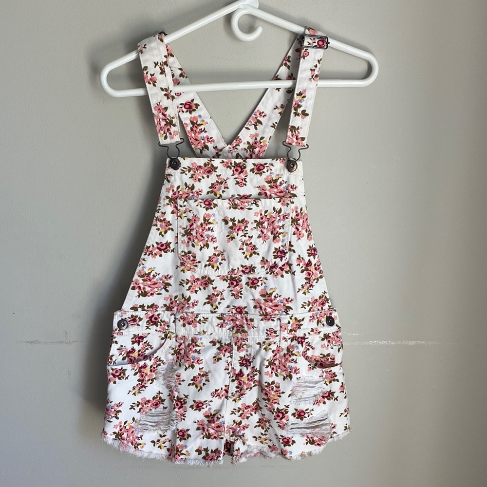 Forever 21 floral jean overalls cottage core size 26